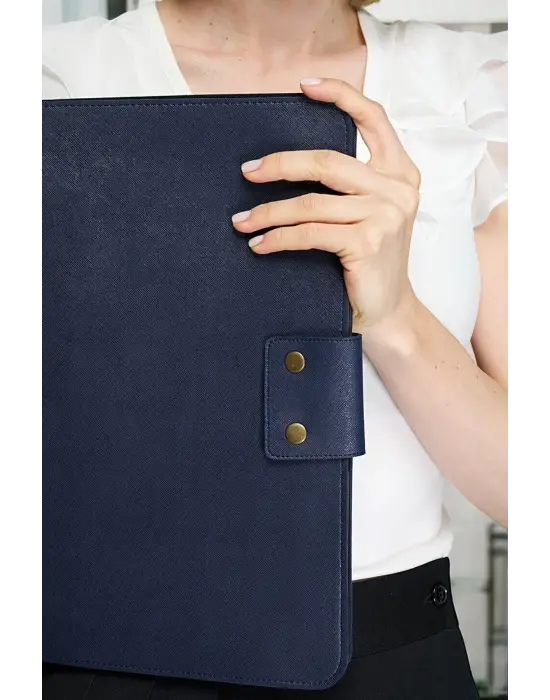 Lüx Macbook Air Pro 13-14 İnç Ofis Organizer Lacivert Evrak & Laptop & Tablet Çantası