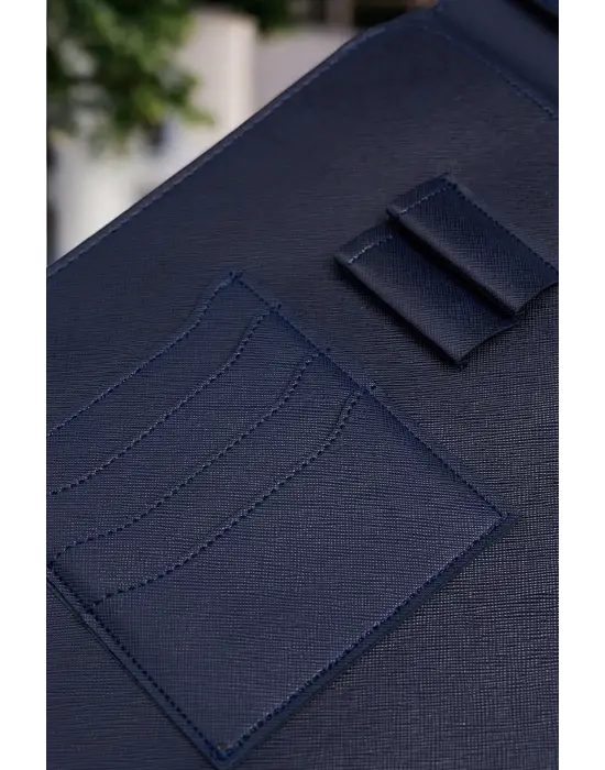 Lüx Macbook Air Pro 13-14 İnç Ofis Organizer Lacivert Evrak & Laptop & Tablet Çantası