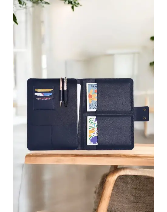 Lüx Macbook Air Pro 13-14 İnç Ofis Organizer Lacivert Evrak & Laptop & Tablet Çantası