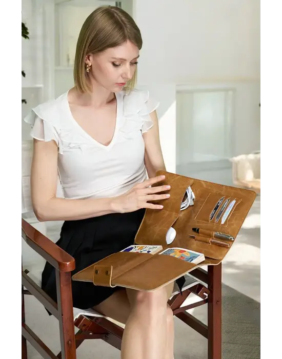 Lüx Macbook Air Pro 13-14 Crazy Taba Ofis Organizer Evrak & Laptop & Tablet Çantası