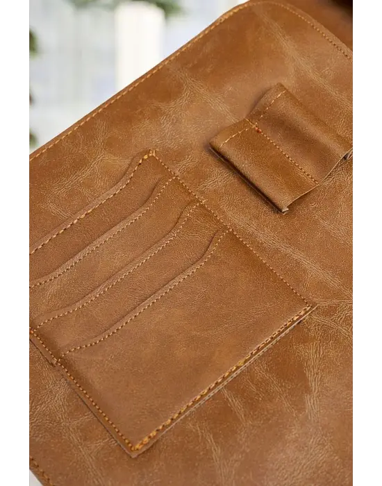 Lüx Macbook Air Pro 13-14 Crazy Taba Ofis Organizer Evrak & Laptop & Tablet Çantası