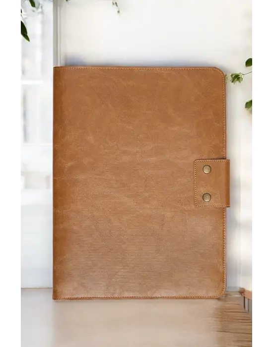 Lüx Macbook Air Pro 13-14 Crazy Taba Ofis Organizer Evrak & Laptop & Tablet Çantası