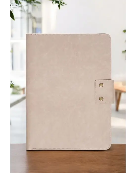 Lüx Macbook Air Pro 13-14 İnç Ofis Organizer Crazy Bej Evrak & Laptop & Tablet Çantası