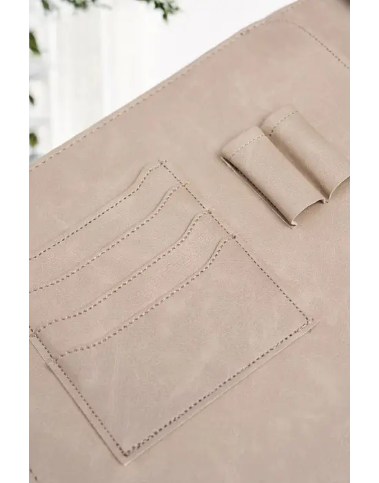 Lüx Macbook Air Pro 13-14 İnç Ofis Organizer Crazy Bej Evrak & Laptop & Tablet Çantası