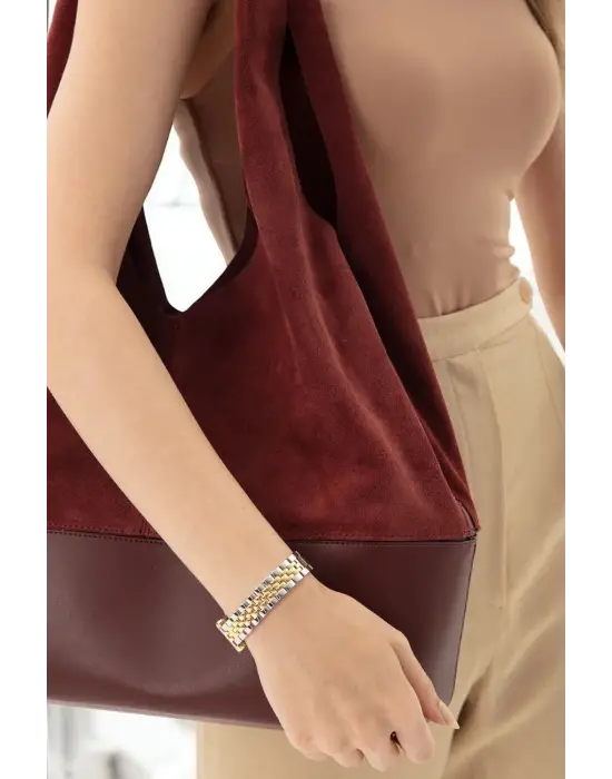 Hakiki Süet Salaş Kadın Bordo Omuz Çantası