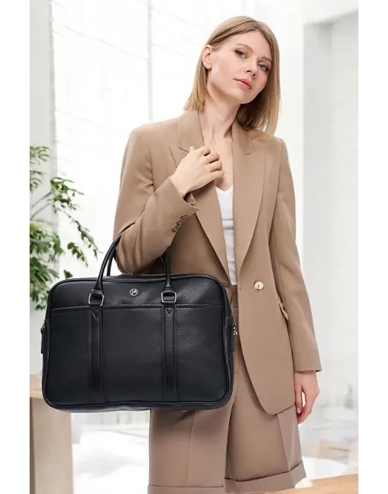 Unisex Lüx Ofis 15.6 inç Siyah Laptop & Evrak Çantası