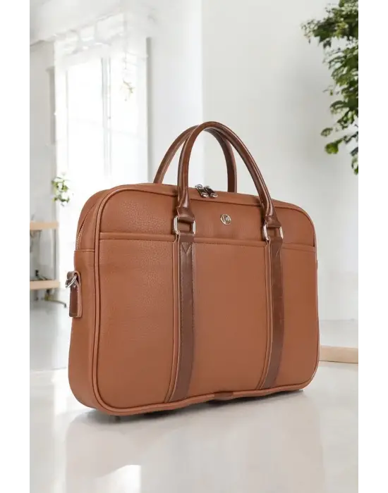 Unisex Lüx Ofis 15.6 inç Taba Laptop & Evrak Çantası