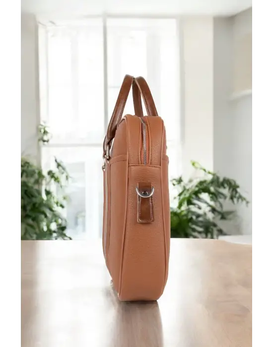 Unisex Lüx Ofis 15.6 inç Taba Laptop & Evrak Çantası