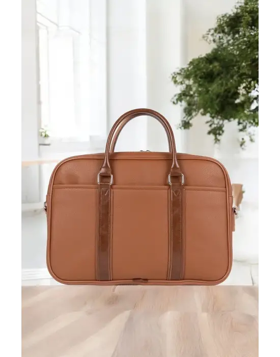 Unisex Lüx Ofis 15.6 inç Taba Laptop & Evrak Çantası