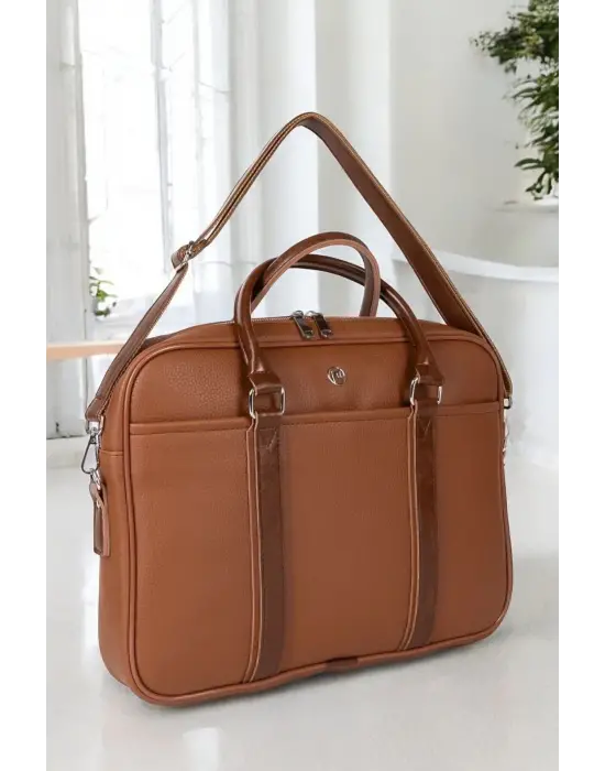 Unisex Lüx Ofis 15.6 inç Taba Laptop & Evrak Çantası