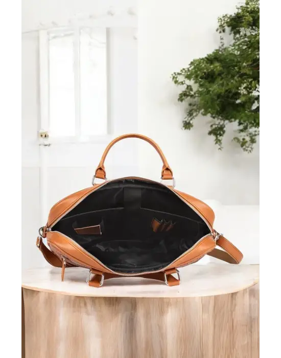 Unisex Lüx Ofis 15.6 inç Taba Laptop & Evrak Çantası