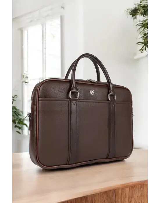 Unisex Lüx Ofis 15.6 inç Kahverengi Laptop & Evrak Çantası