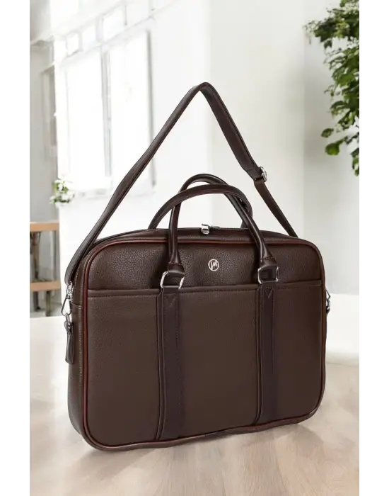 Unisex Lüx Ofis 15.6 inç Kahverengi Laptop & Evrak Çantası