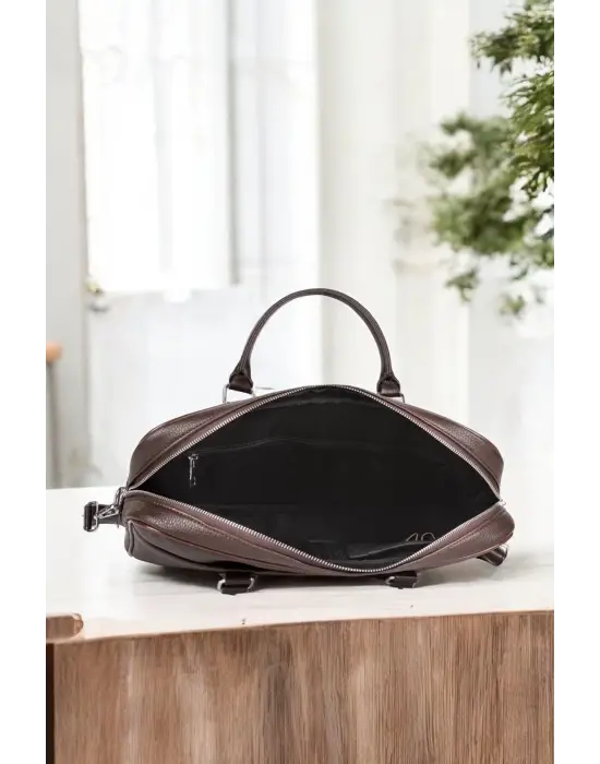 Unisex Lüx Ofis 15.6 inç Kahverengi Laptop & Evrak Çantası