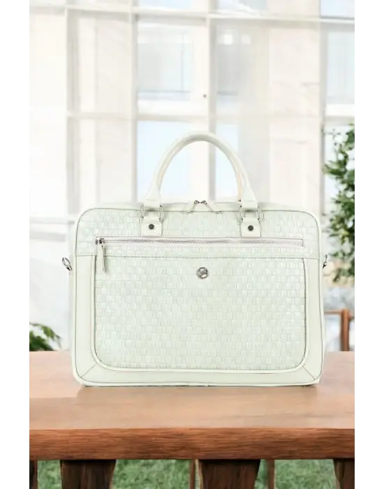 Hasır Desenli 14-15.6 inç Unisex Ofis Mint Evrak Laptop Çantası