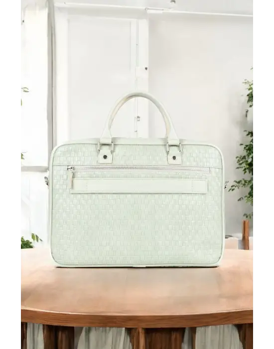 Hasır Desenli 14-15.6 inç Unisex Ofis Mint Evrak Laptop Çantası