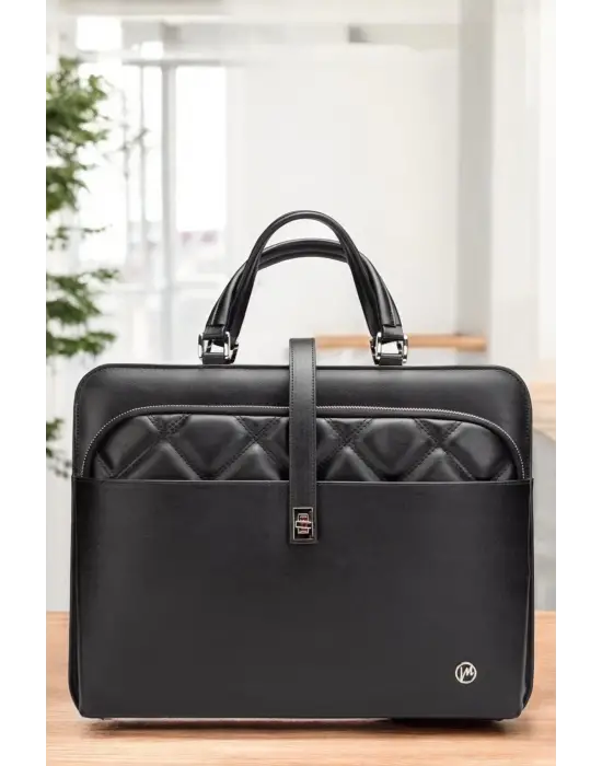 Lüx Kapitone 13, 14 15.6 Inç Ofis Siyah Evrak Laptop Çantası