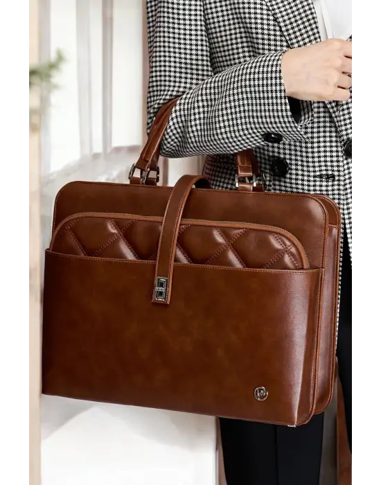 Lüx Kapitone 13, 14 15.6 Inç Ofis Evrak Taba Laptop Çantası