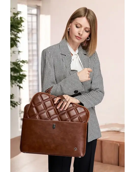 Lüx Kapitone 13, 14 15.6 Inç Ofis Evrak Taba Laptop Çantası