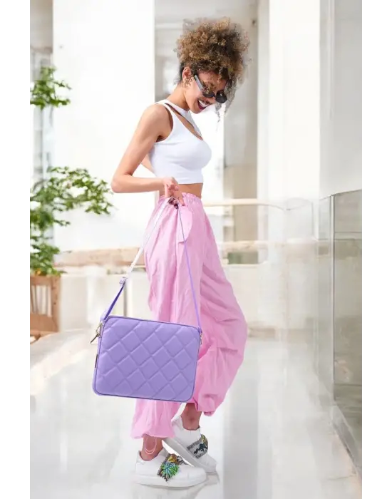 Kapitone Macbook Air Pro 13.3 & 14 İnç Lila Laptop Tablet Kılıfı