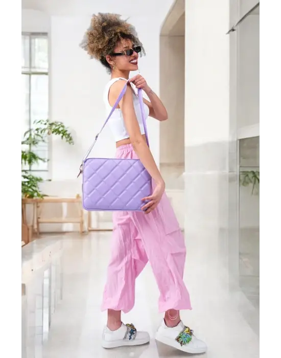 Kapitone Macbook Air Pro 13.3 & 14 İnç Lila Laptop Tablet Kılıfı