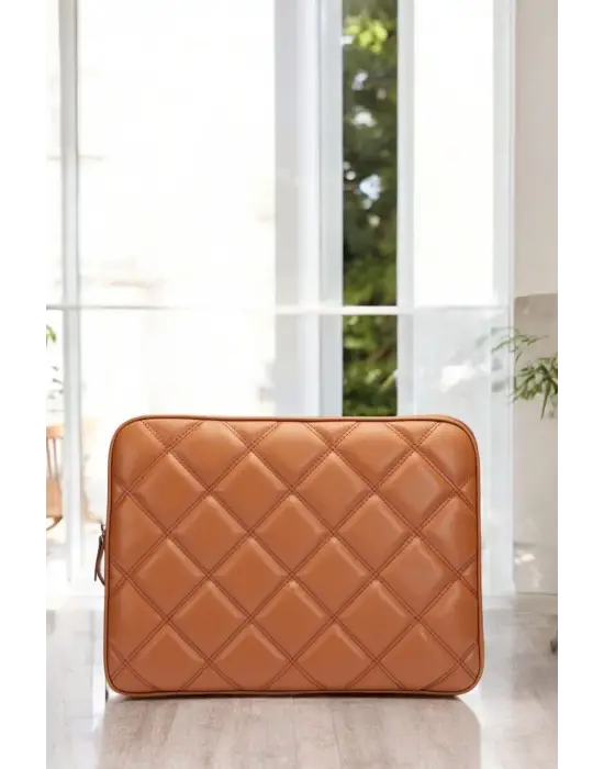 Kapitone Macbook Air Pro 13.3 & 14 İnç Taba Laptop Tablet Kılıfı