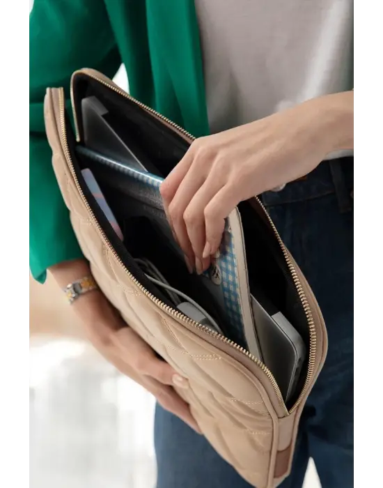 Kapitone Macbook Air Pro 13.3 & 14 İnç Vizon Laptop Tablet Kılıfı