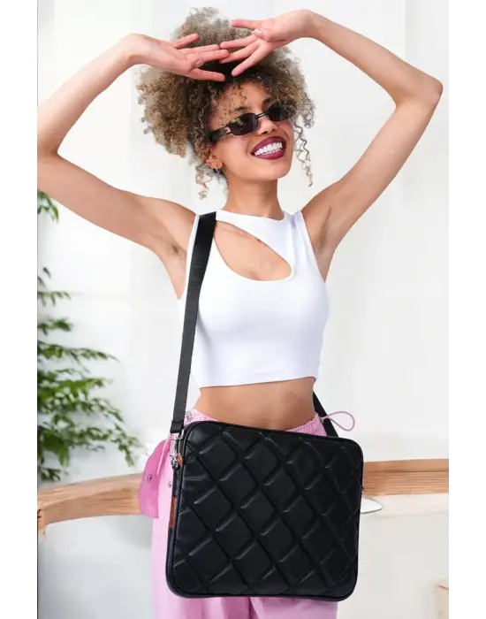 Kapitone Macbook Air Pro 13.3 & 14 İnç Siyah Laptop Tablet Kılıfı