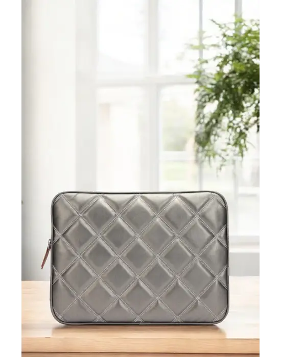 Kapitone Macbook Air Pro 13.3 & 14 İnç Gri Laptop Tablet Kılıfı