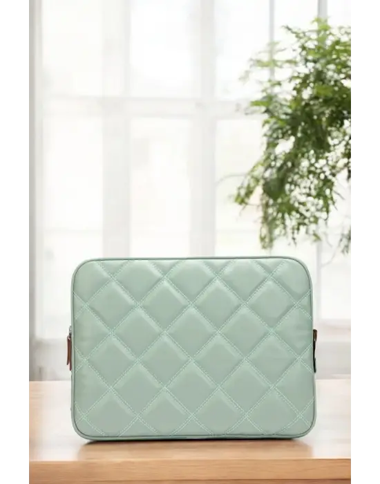 Kapitone Macbook Air Pro 13.3 & 14 İnç Su Yeşili Laptop Tablet Kılıfı