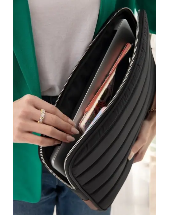 Çizgili Su Geçirmez Macbook Air Pro 13.3 & 14 İnç Siyah Laptop Tablet Kılıfı