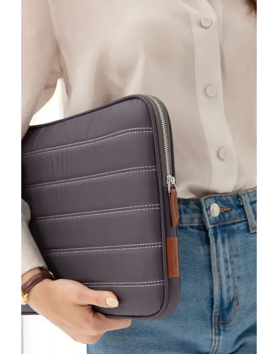 Çizgili Su Geçirmez Macbook Air Pro 13.3 & 14 İnç Gri Laptop Tablet Kılıfı