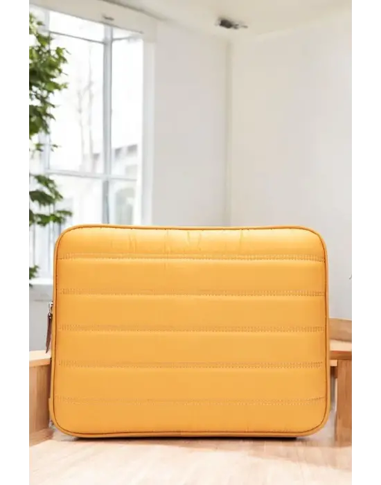 Çizgili Su Geçirmez Macbook Air Pro 13.3 & 14 İnç Sarı Laptop Tablet Kılıfı