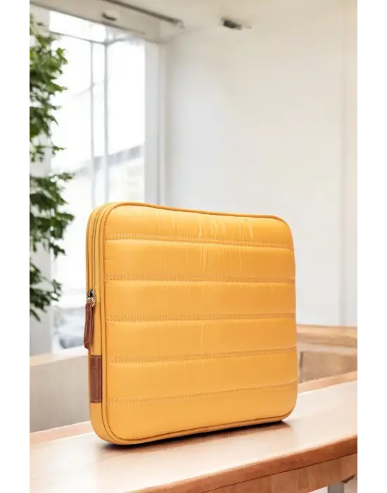 Çizgili Su Geçirmez Macbook Air Pro 13.3 & 14 İnç Sarı Laptop Tablet Kılıfı