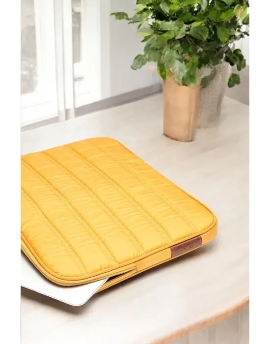 Çizgili Su Geçirmez Macbook Air Pro 13.3 & 14 İnç Sarı Laptop Tablet Kılıfı