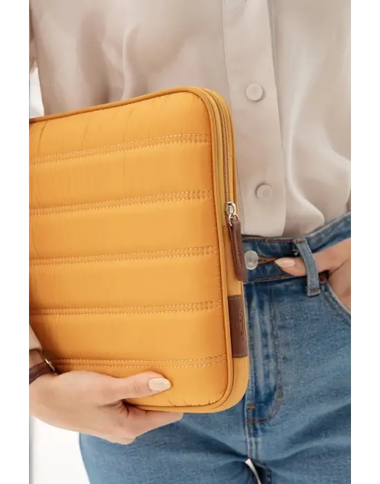 Çizgili Su Geçirmez Macbook Air Pro 13.3 & 14 İnç Sarı Laptop Tablet Kılıfı