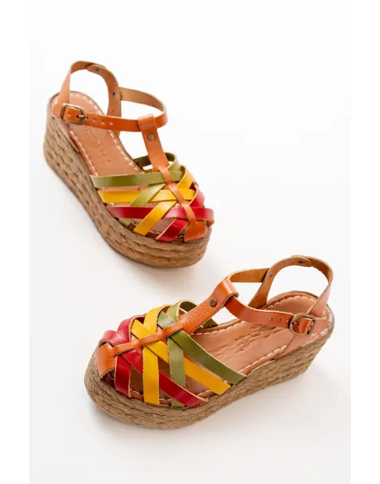 Multi Ortopedik Hakiki Deri Dolgu Kadın Sandalet