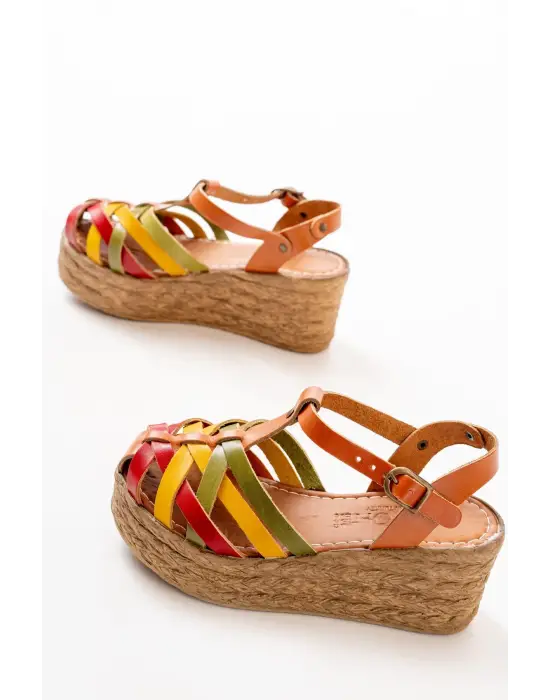 Multi Ortopedik Hakiki Deri Dolgu Kadın Sandalet