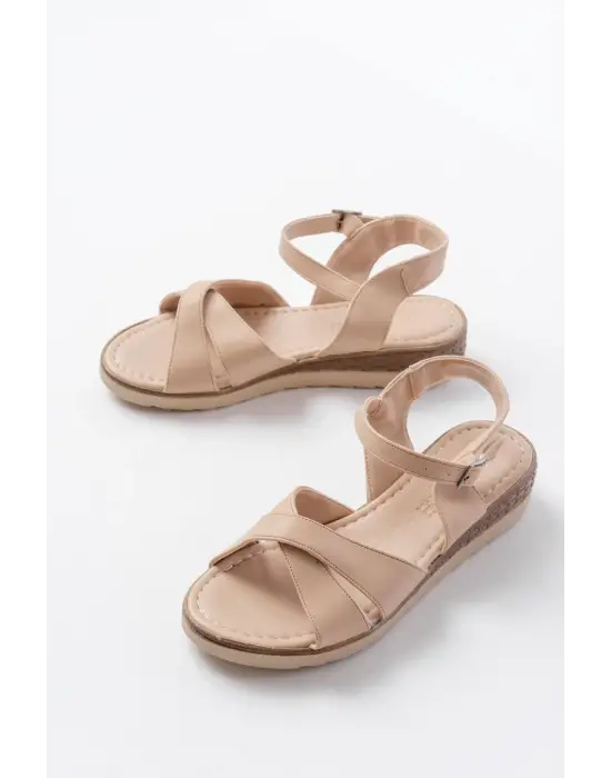 692-564 Nut Ortopedik Taban Çapraz Tokalı Kadın Sandalet