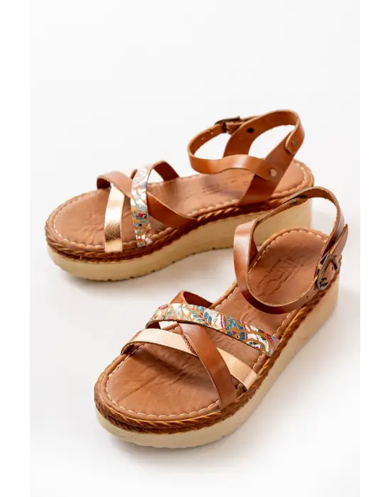 Taba Multi Ortopedik Hakiki Deri Dolgu Kadın Sandalet