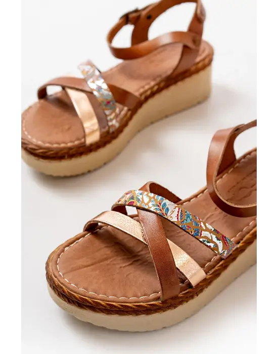 Taba Multi Ortopedik Hakiki Deri Dolgu Kadın Sandalet