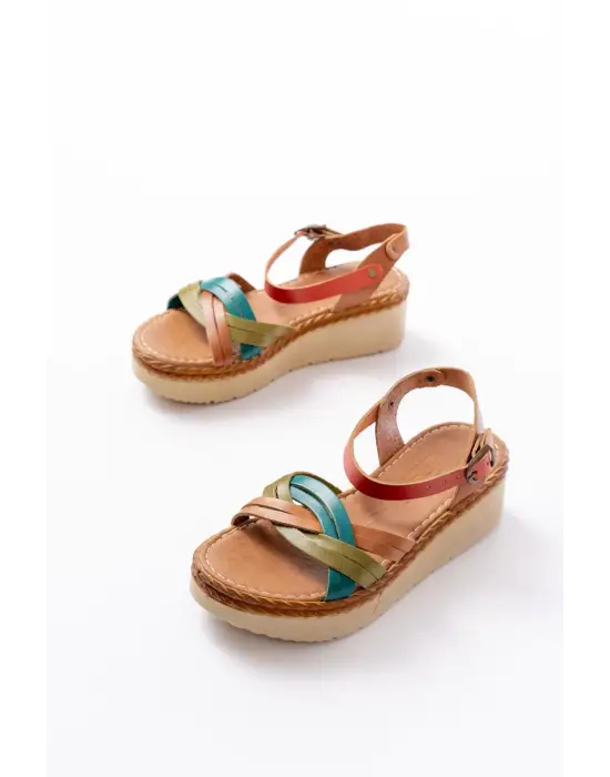 730-037 Multi Hakiki Deri Ortopedik Taban Kadın Sandalet