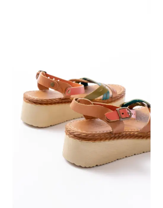 730-037 Multi Hakiki Deri Ortopedik Taban Kadın Sandalet