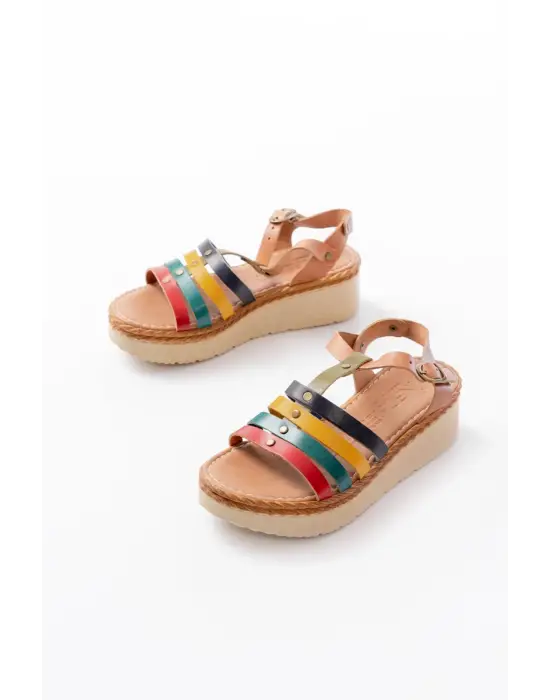730-142 Multi Hakiki Deri Ortopedik Taban Kadın Sandalet