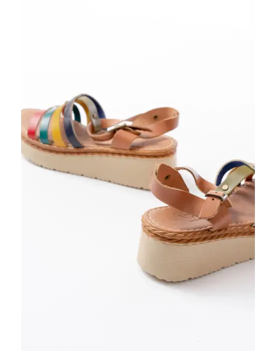 730-142 Multi Hakiki Deri Ortopedik Taban Kadın Sandalet