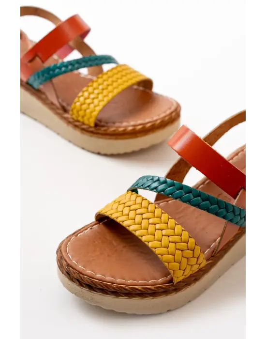 Multi Ortopedik Hakiki Deri Dolgu Kadın Sandalet