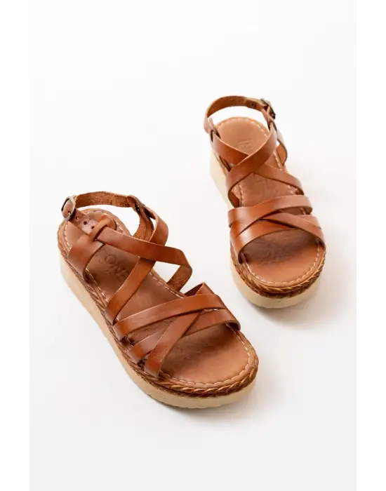 Taba Ortopedik Hakiki Deri Dolgu Kadın Sandalet