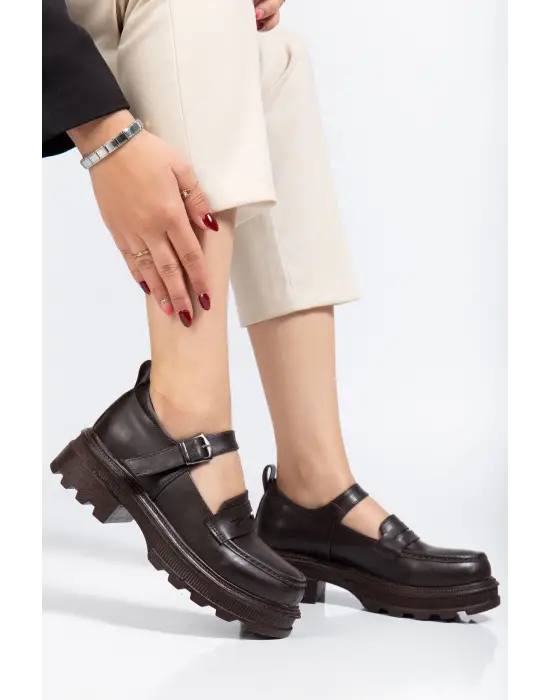 745-771 Kahve Günlük Yüksek Tabanlı Loafer Ayakkabı