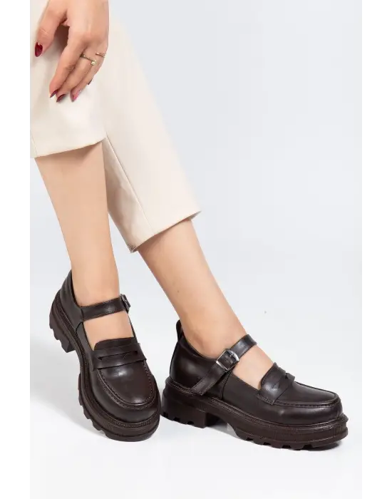 745-771 Kahve Günlük Yüksek Tabanlı Loafer Ayakkabı