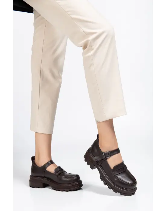 745-771 Kahve Günlük Yüksek Tabanlı Loafer Ayakkabı